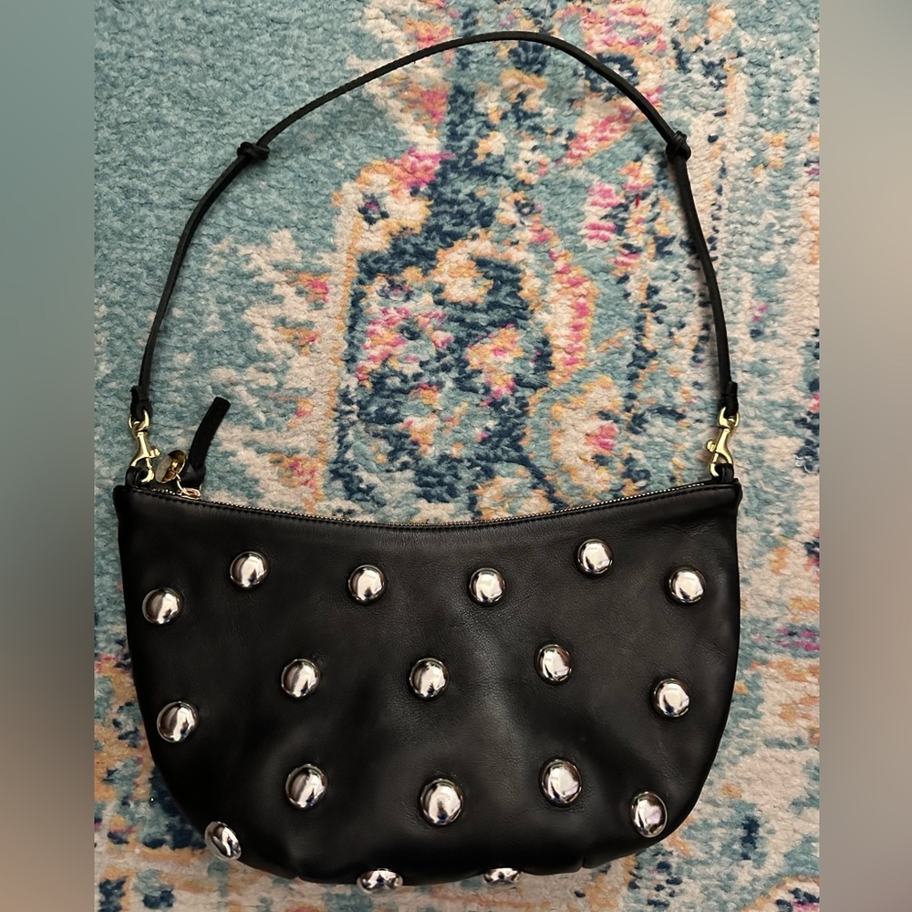 Clare V Lune - black leather with silver studs. New.